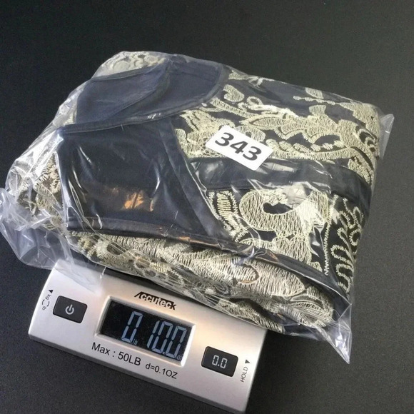 ASTR Womens Black Gold Lace Mesh Sleeveless Embroidered Mini Dress Large - Picture 11 of 12